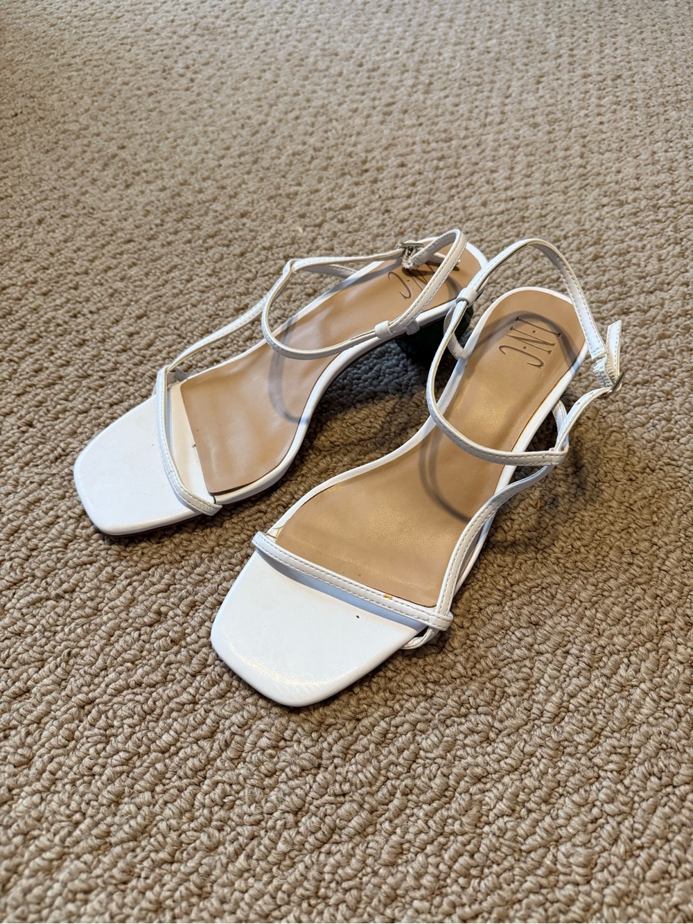 INC White Strappy Square-Toe Women's Heels